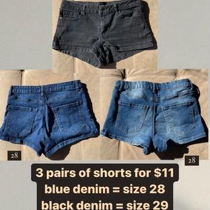 3 pairs of denim shorts bundle 💙